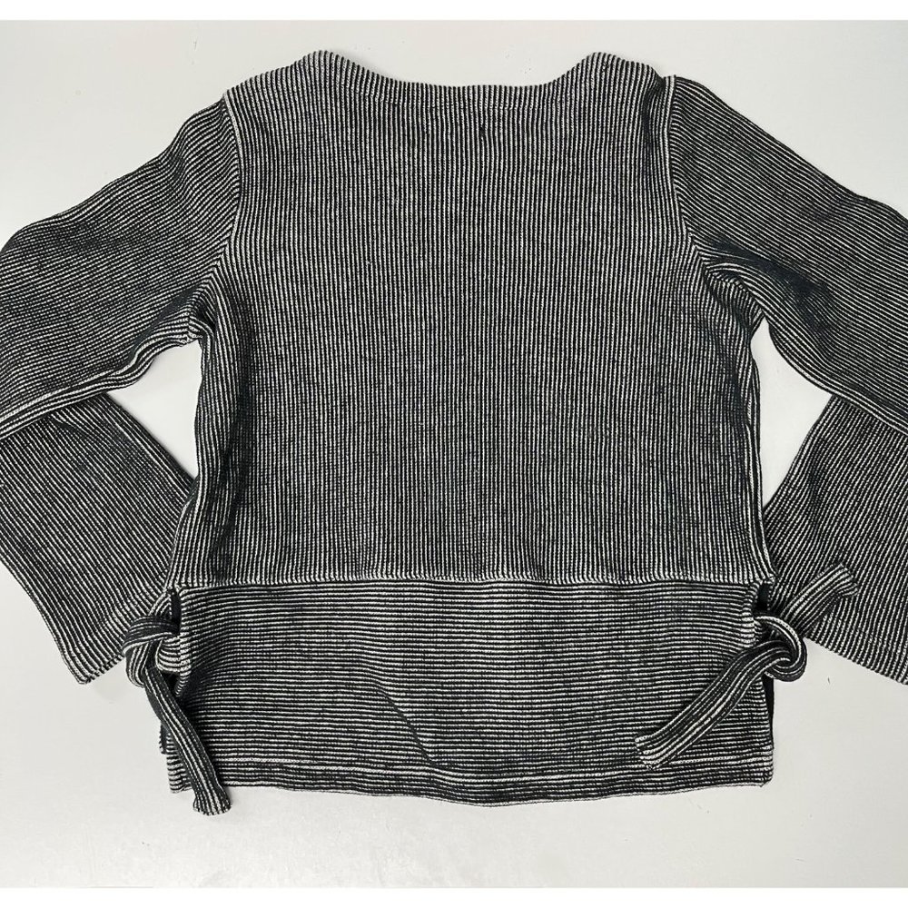 Madewell MEDIUM French Terry Side Tie Black White Stripe Sweatshirt Top - Picture 6 of 12
